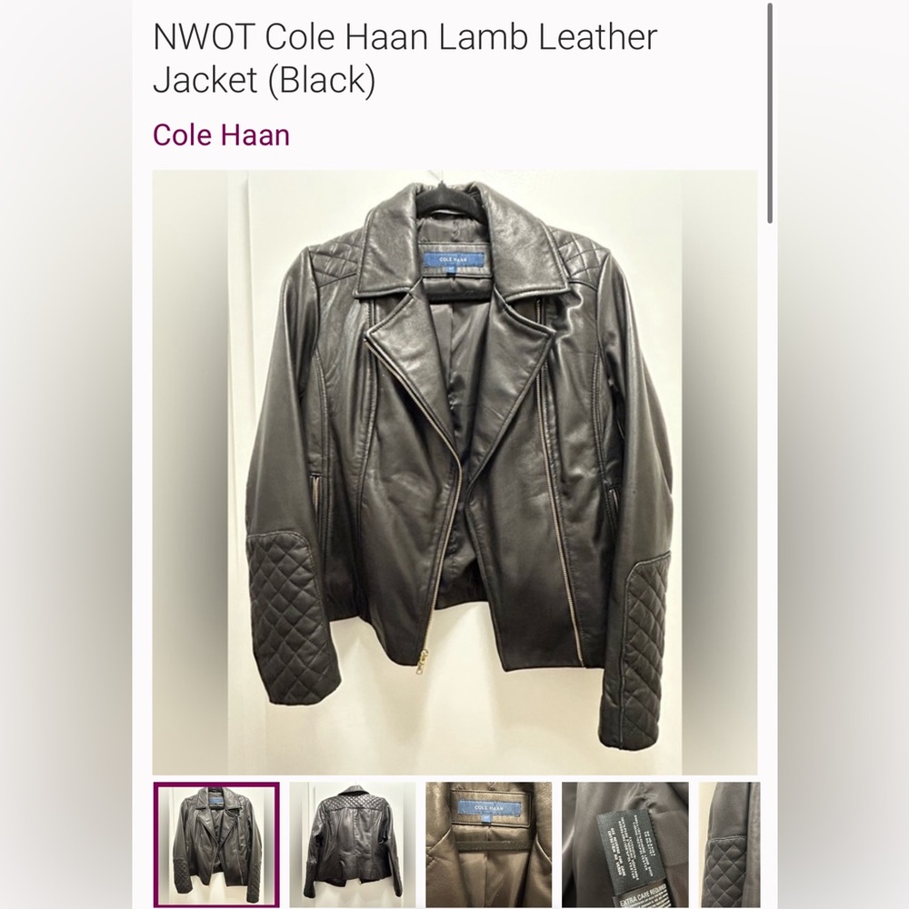 Cole Haan Quilted Lambskin Leather Jacket